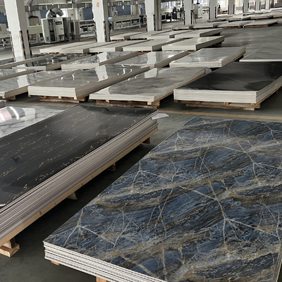 Long Side Click and Glue Installation PVC Marble Sheet Board for Hotel House Decoration