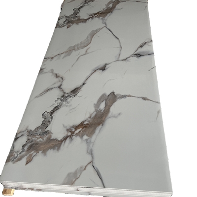 Long Side Click and Glue Installation PVC Marble Sheet Board for Hotel House Decoration