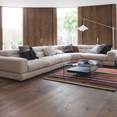 Indoor Unilin Click Lock Dark Brown Color Laminate Flooring with EVA Underlayment